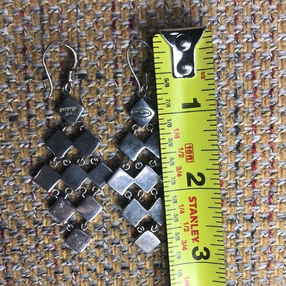 LOIS HILL Sterling Silver Oxidized Granulated Drop Dangle Chandelier Earrings - Picture 7 of 9